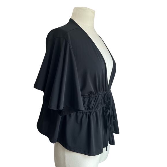 ASOS DESIGN Angel Sleeve with double tie front tea blouse Size 14 - Picture 2 of 9